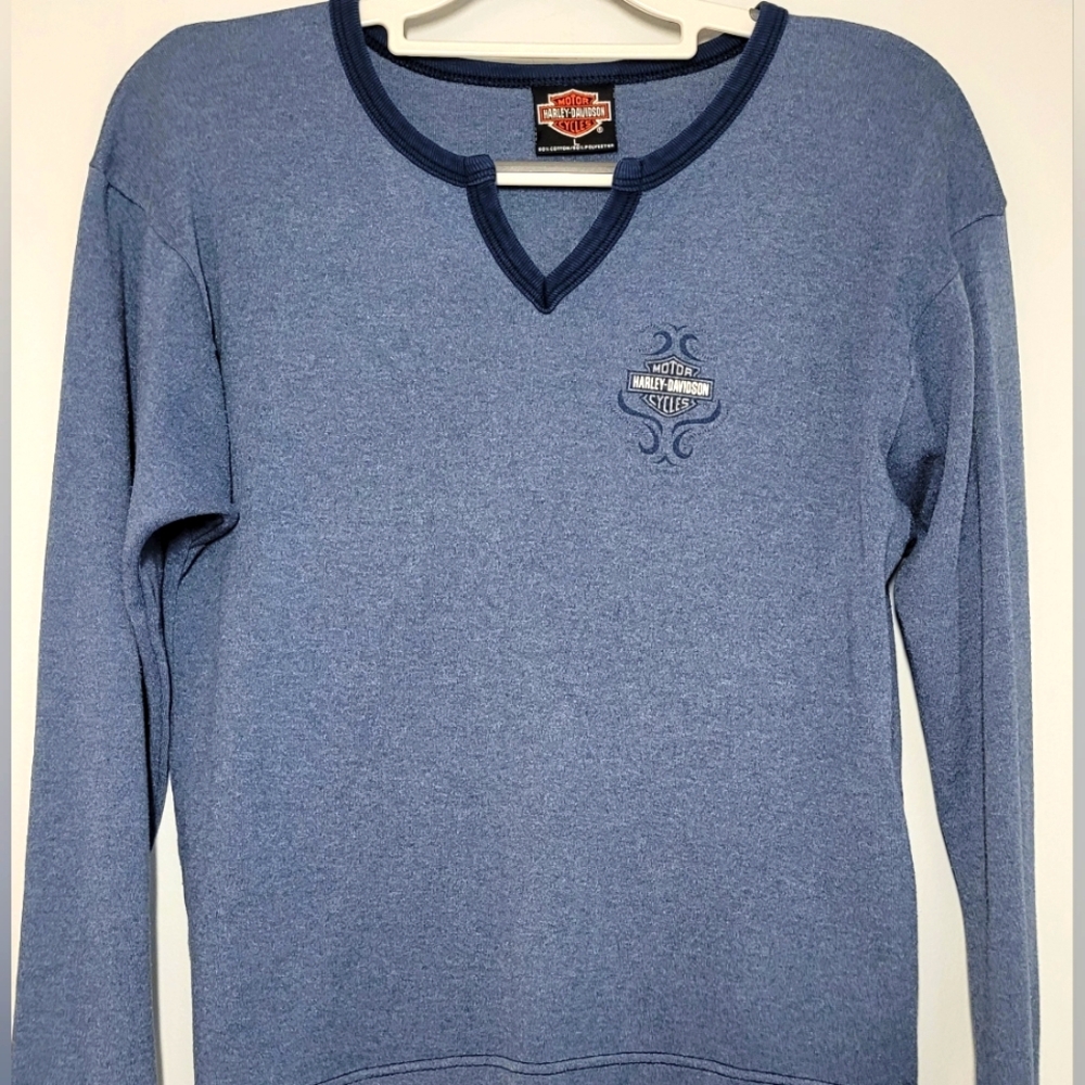 Harley Davidson long sleeve crop top Blue Large